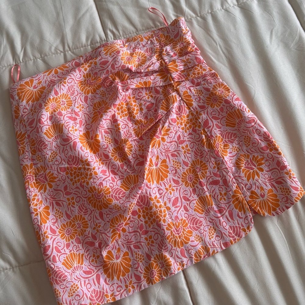 Zara Printed Mini Skirt - linen